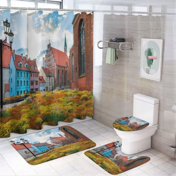 Old City Riga Latvia on a shower curtain