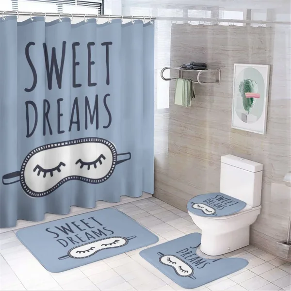 Sleeping Doodle on a shower curtain