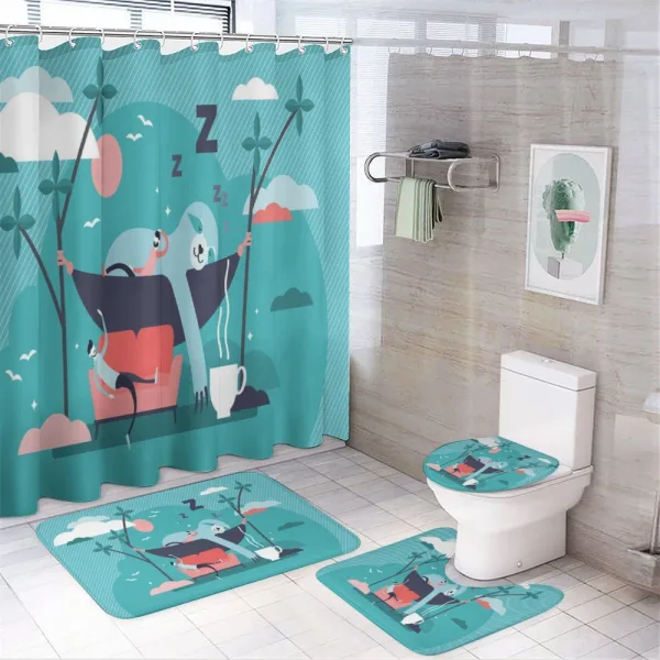 Sleeping Lazy Animal on a shower curtain