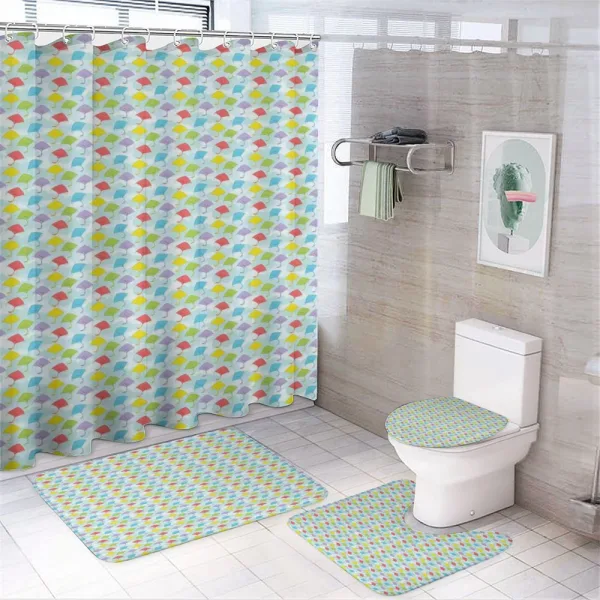 Summer Festival Theme Cartoon on a shower curtain