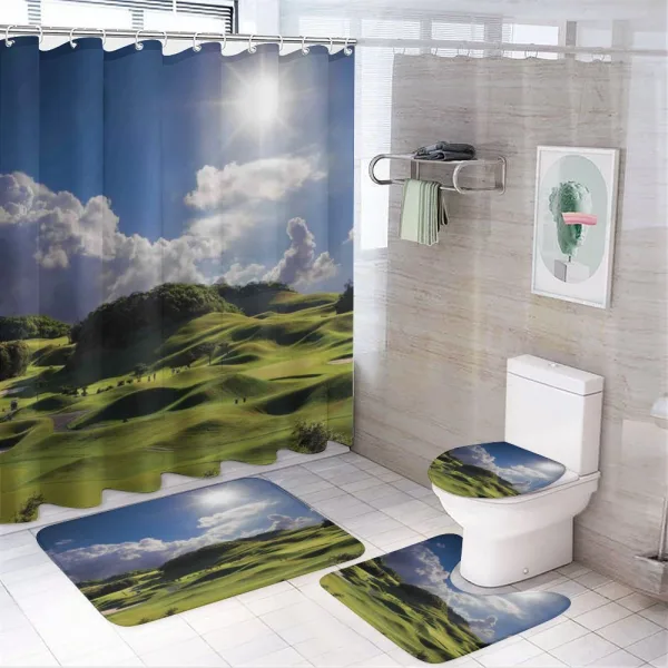 Summer Pasture Grassy Hills on a shower curtain