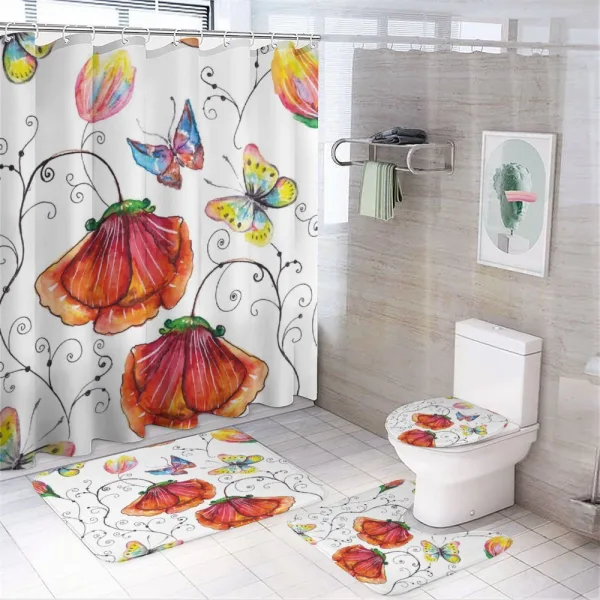 Swirled Flowers Flamingo on a shower curtain