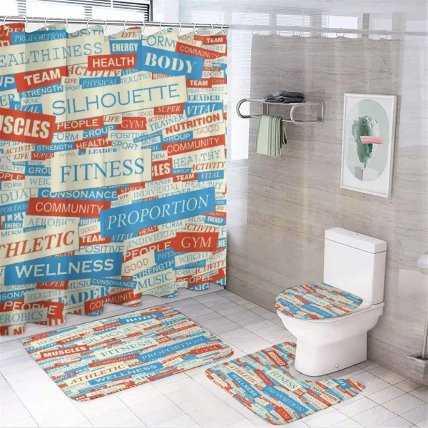 Words Bodycare Collage on a shower curtain