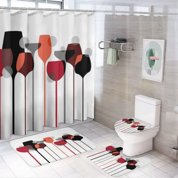 Abstract Glasses on a shower curtain