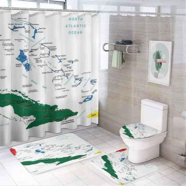 Bahamas Map Beach Ocean on a shower curtain