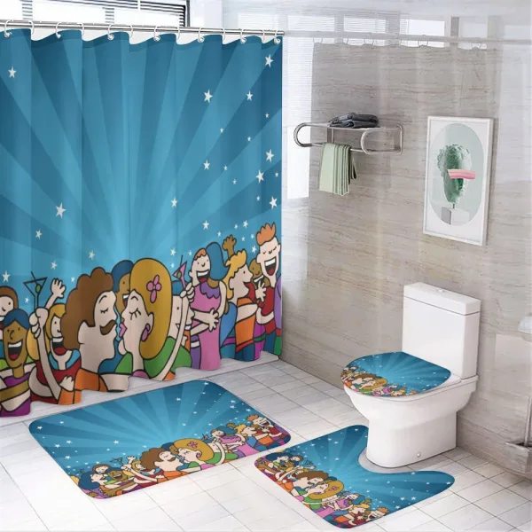 Couple Romance at Party on a shower curtain