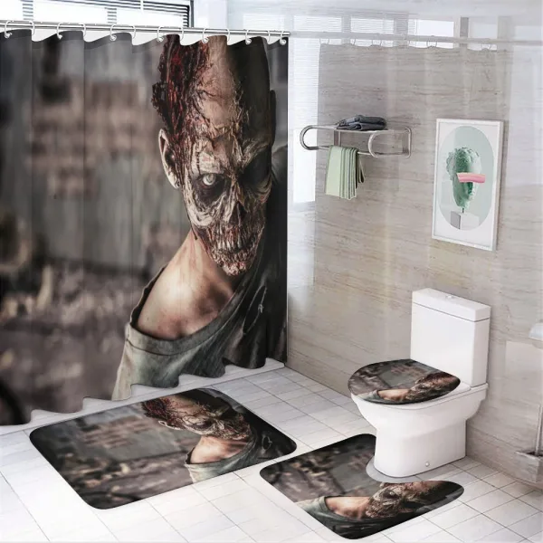 Creepy Look Killer on a shower curtain