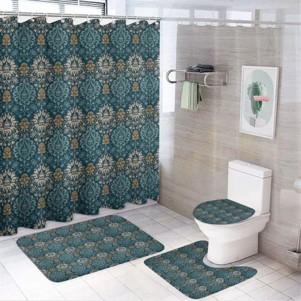 Floral Classic Rococo Motifs on a shower curtain