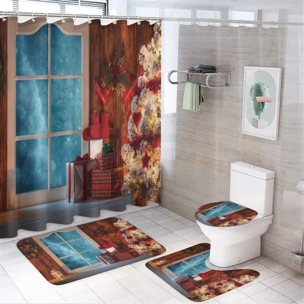 Frozen Snowy House on a shower curtain