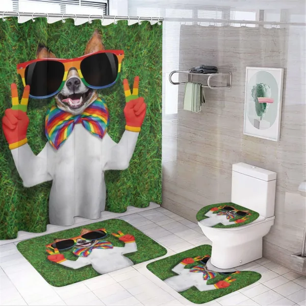 Gay Dog Peace Sign Pride on a shower curtain