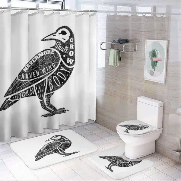 Gothic Bird Font Pattern on a shower curtain