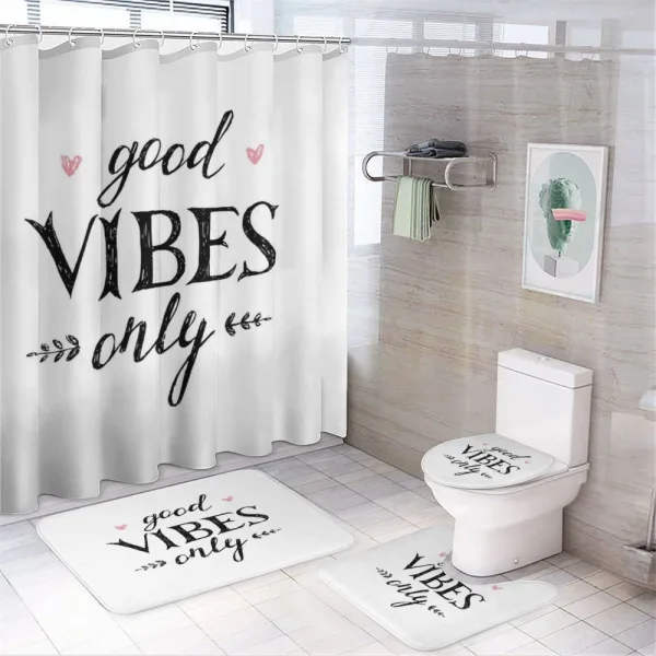 Hand Drawn Leaves Hearts on a shower curtain