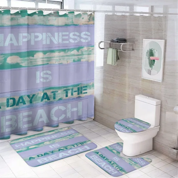Happiness is Beach Day on a shower curtain
