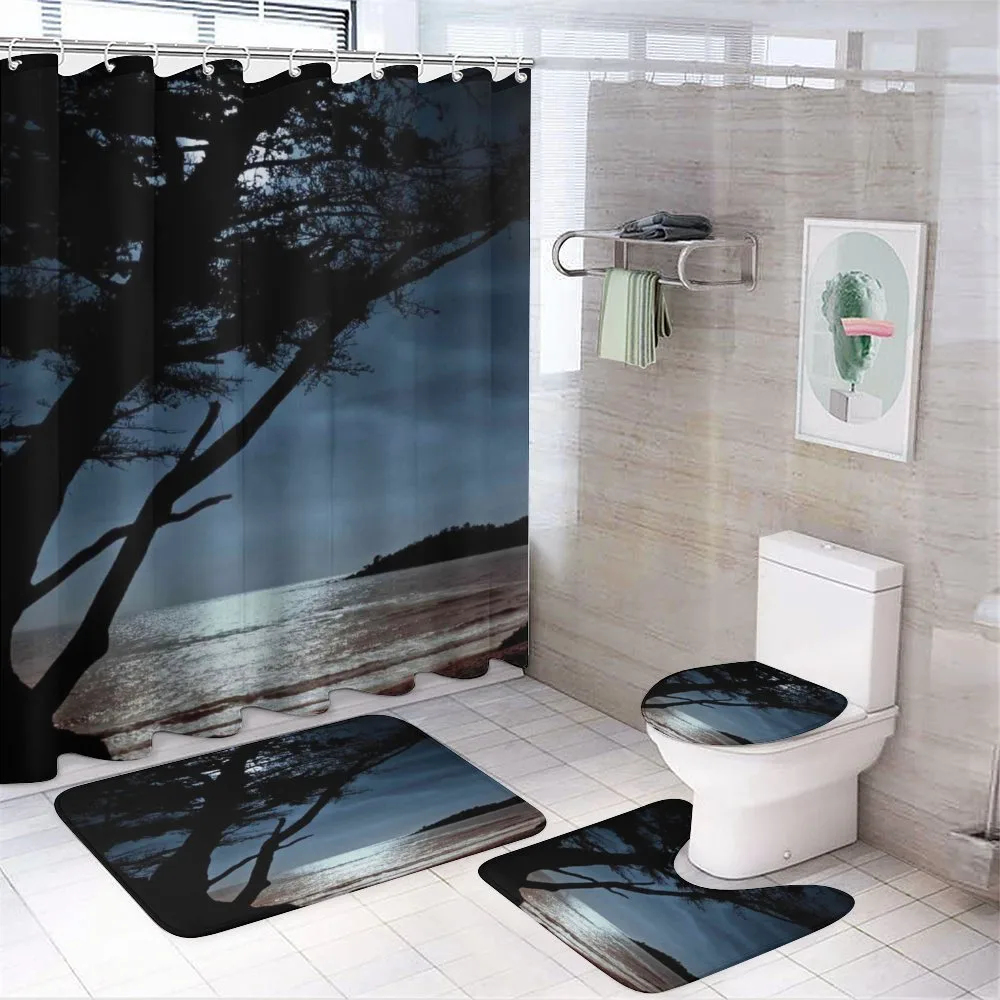 Night Tree Silhouette Sea — Your design
