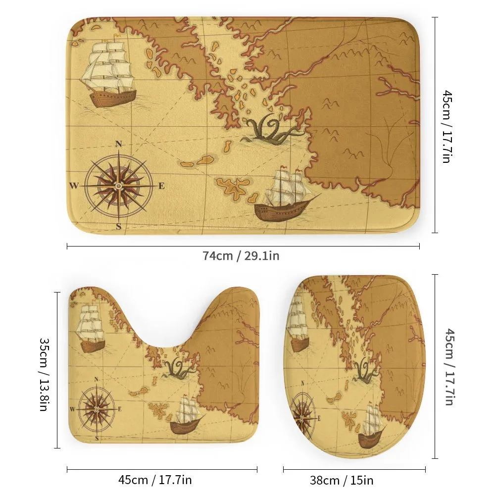 Old Map with Ship Compass — Detail 1