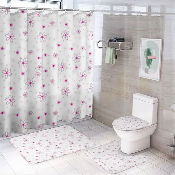 Pattern with Flowers on a shower curtain