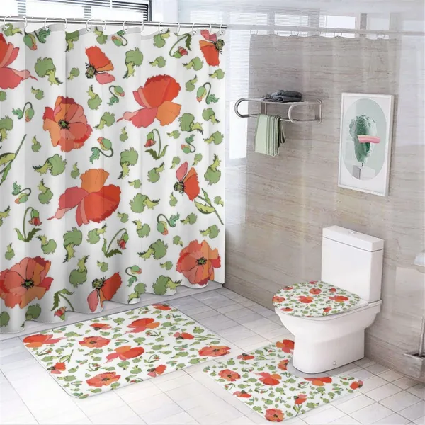 Scattered Buds and Stems on a shower curtain