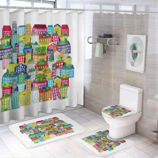 Tall Buildings Apartments on a shower curtain