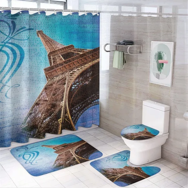 Tilt Shot Eiffel Tower Travel on a shower curtain