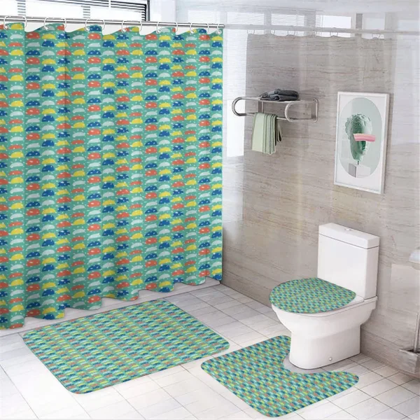 Vivid Funny Cartoon Motif on a shower curtain