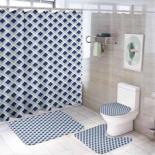 Blue Toned Ikat Modern on a shower curtain