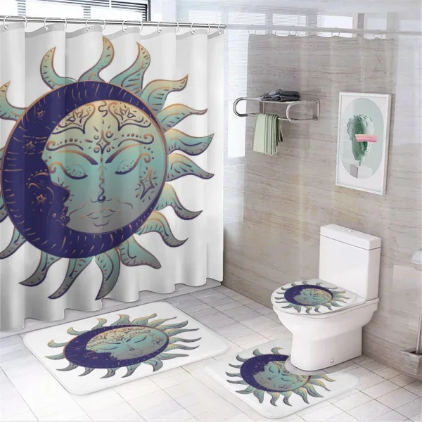 Boho Sun and Crescent on a shower curtain