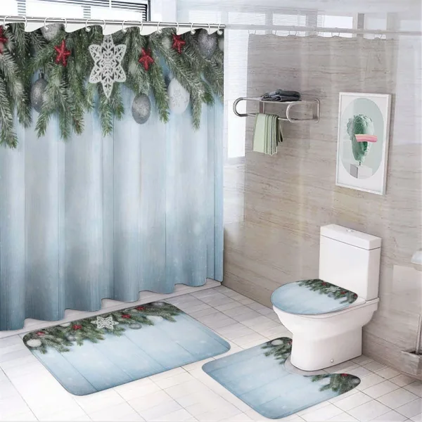 Branches and Noel Stars on a shower curtain