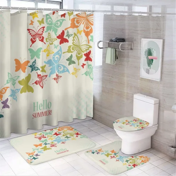 Butterfly Dots Timber on a shower curtain