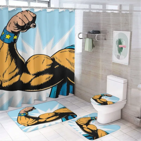 Cartoon Superheros Power on a shower curtain