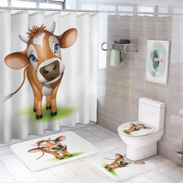 Cow with Blue Eyes Grass on a shower curtain