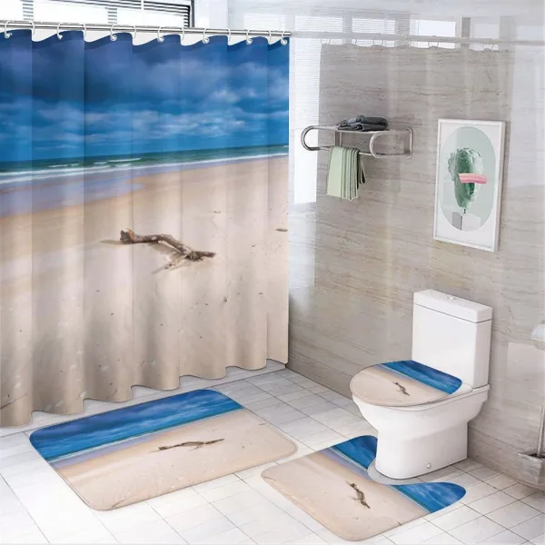 Deserted Sandy Beach on a shower curtain