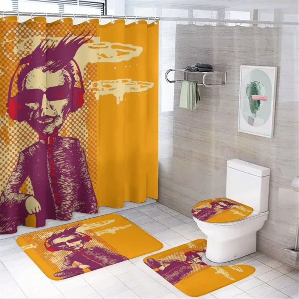 Grotesque Man Headphones on a shower curtain