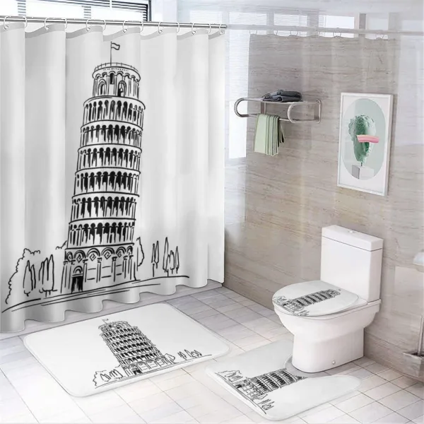 Landmark Piza Tower Europe on a shower curtain