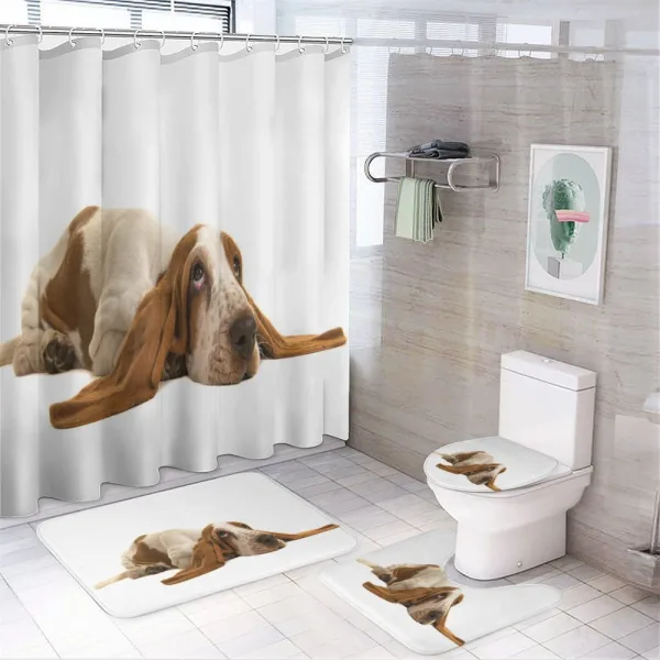 Long Eared Dog on a shower curtain