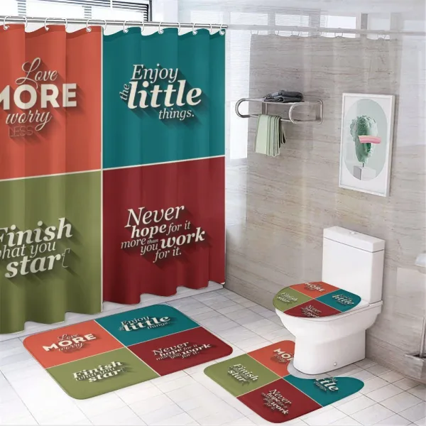 Love More Worry Less on a shower curtain