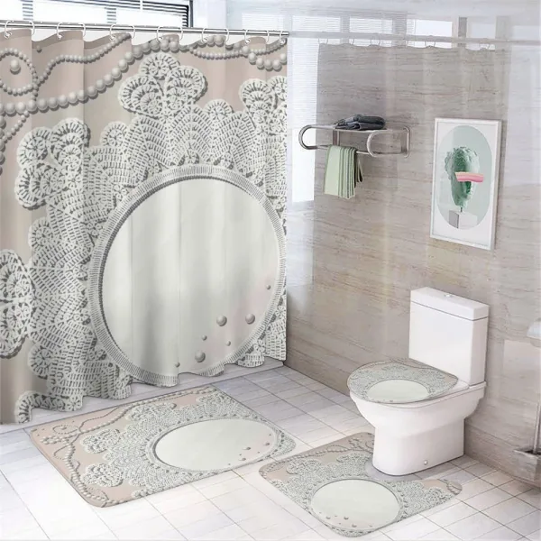 Medallion Lace Ornate Pearl on a shower curtain
