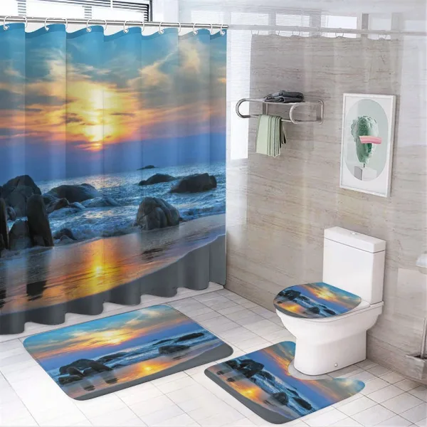 Sandy Peaceful Beach on a shower curtain