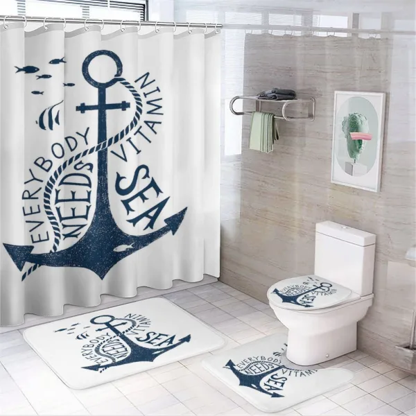 Sea Words Monochrome on a shower curtain
