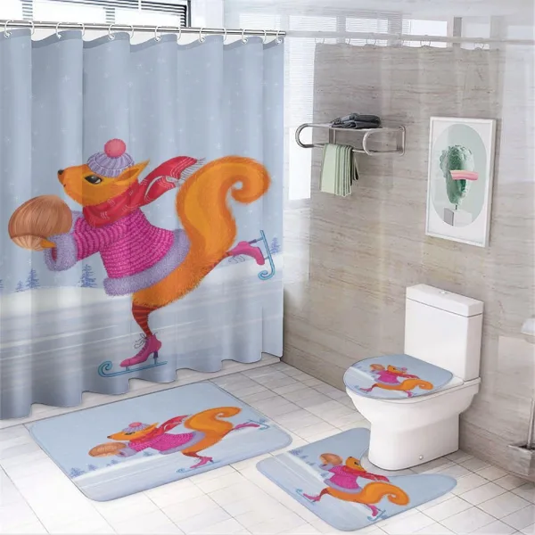 Skating Animal with a Nut on a shower curtain