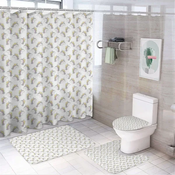 Unicorn with a Crown on a shower curtain