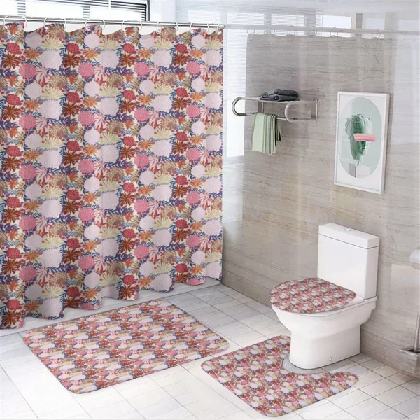 Abstract Bloom Design on a shower curtain