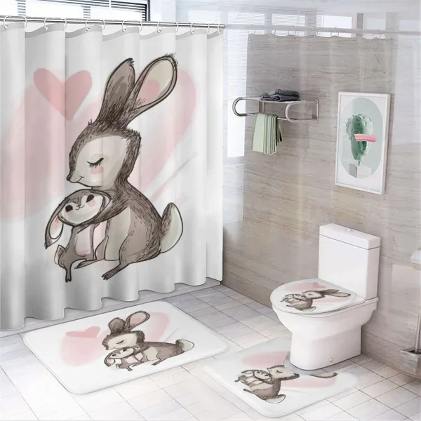 Bunny with His Mom on a shower curtain