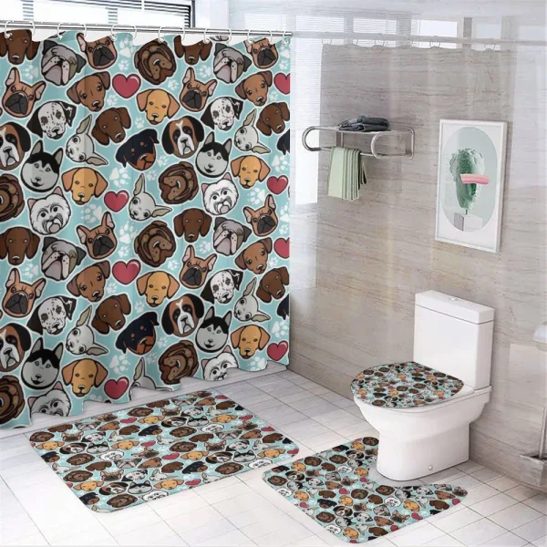 Canine Breeds Love on a shower curtain