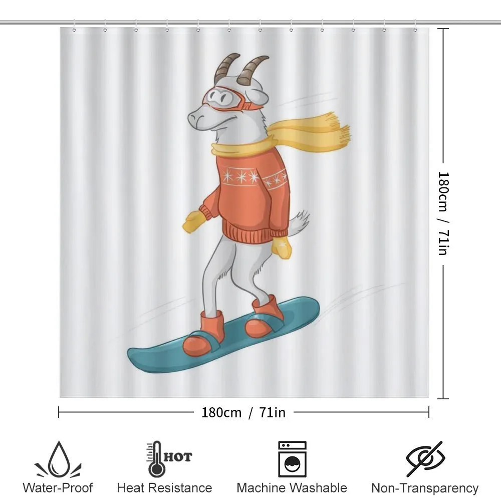Cartoon Goat Snowboarding — Detail 2