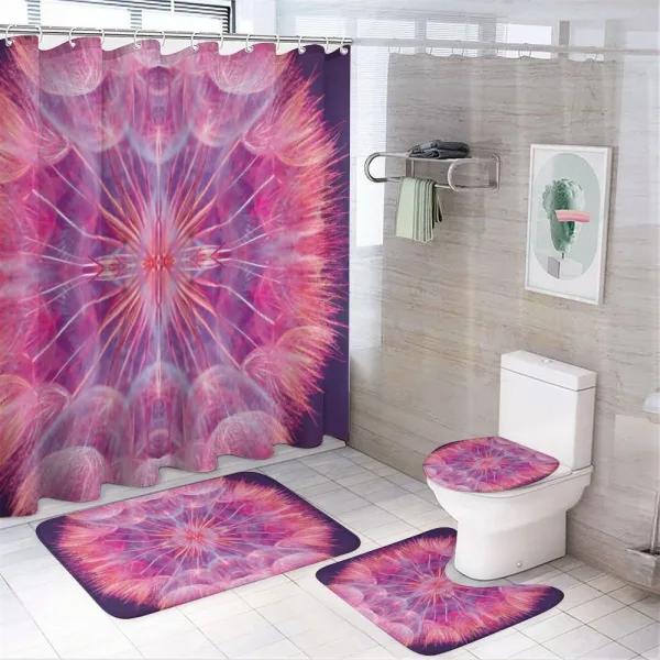 Close up Vivid Dandelion on a shower curtain