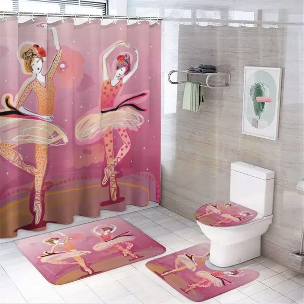 Colorful Dancers Perform on a shower curtain