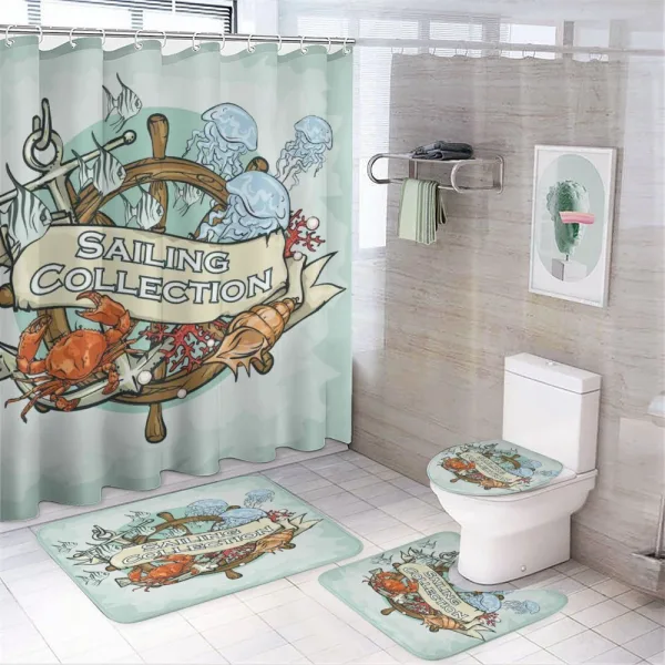 Fishing Sea Food on a shower curtain