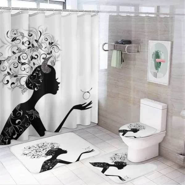 Floral Black Girl on a shower curtain