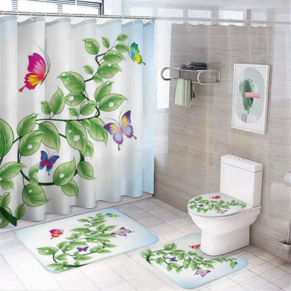 Floral Leaves Branches on a shower curtain