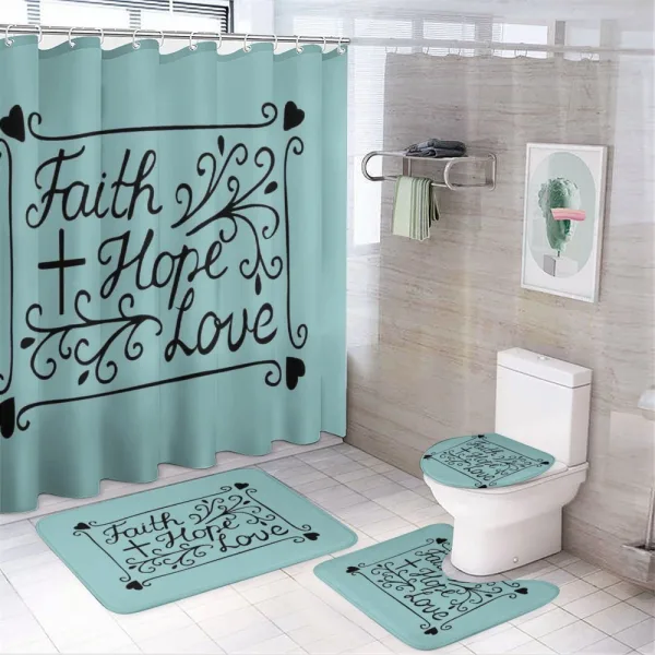 Flowers Hearts Hope Themed on a shower curtain